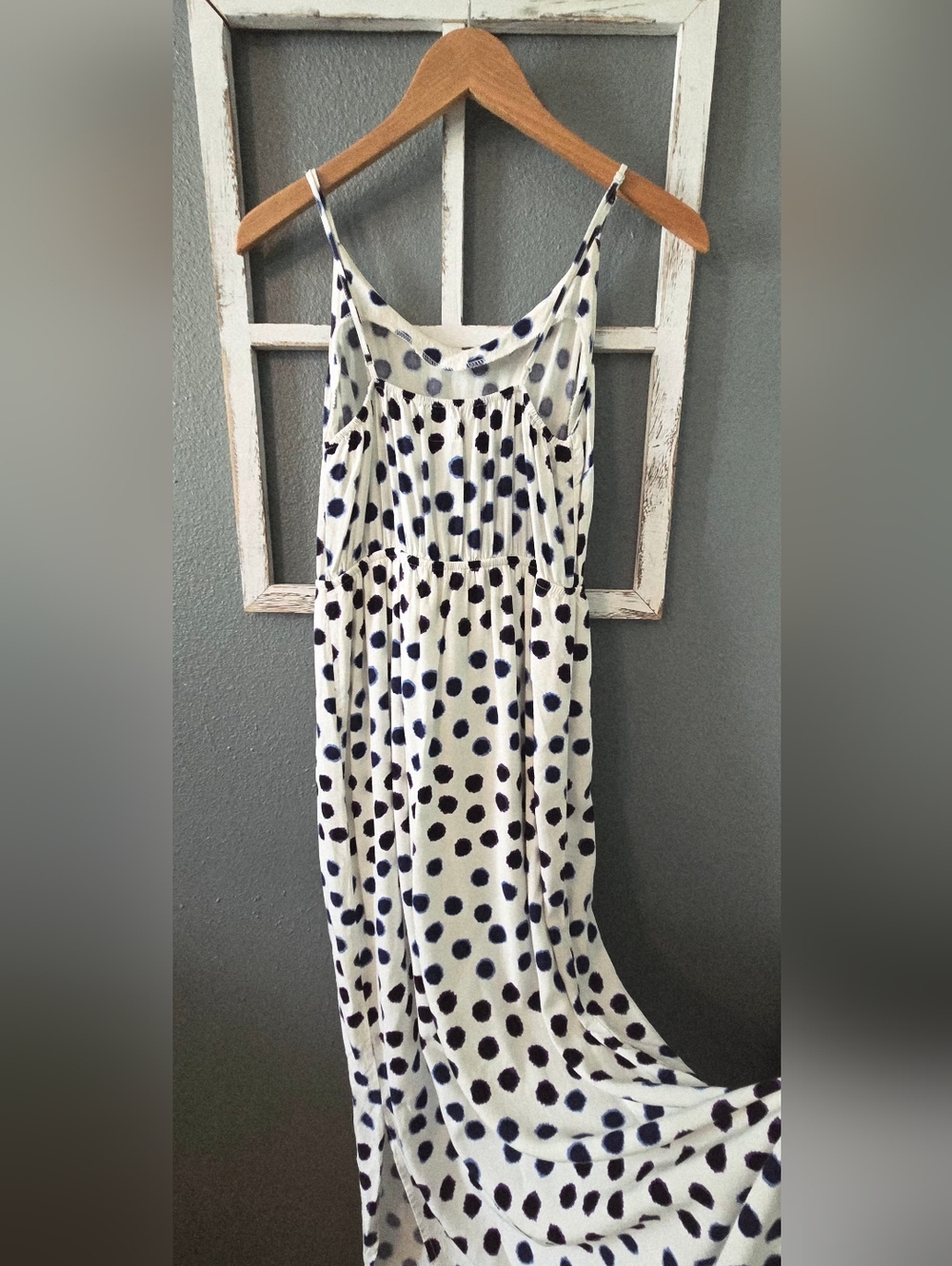 Old Navy Purple, Navy & White Ikat Polka Dot High-Low Maxi Dress - Small - Picture 7 of 9